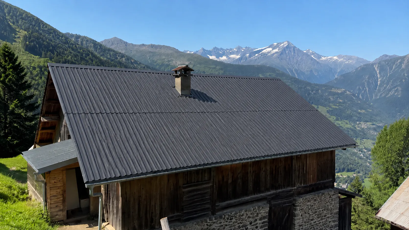 Toiture de chalet après traitement anti-rouille