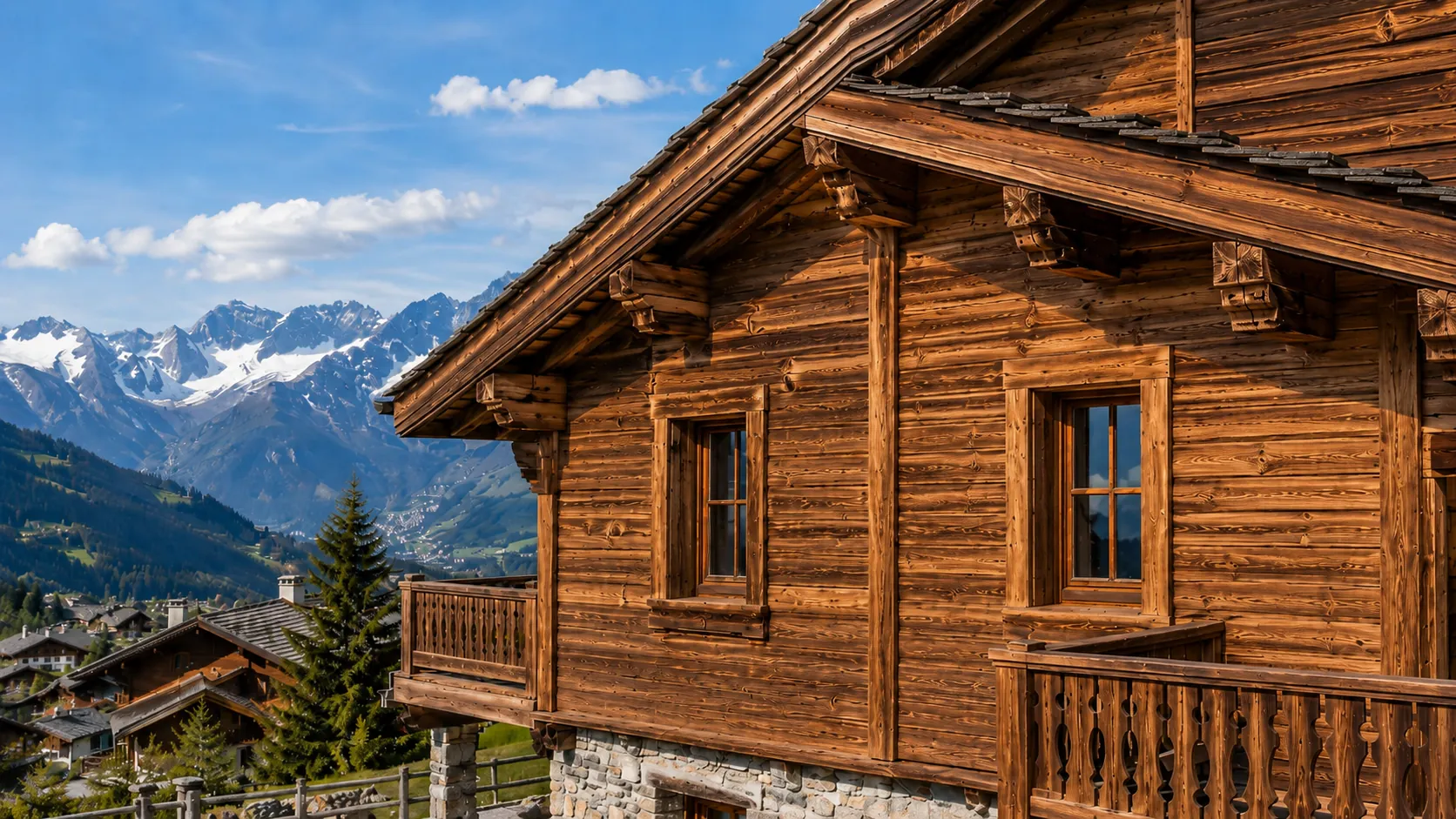 Chalet en bois après finition lasure en Tarentaise