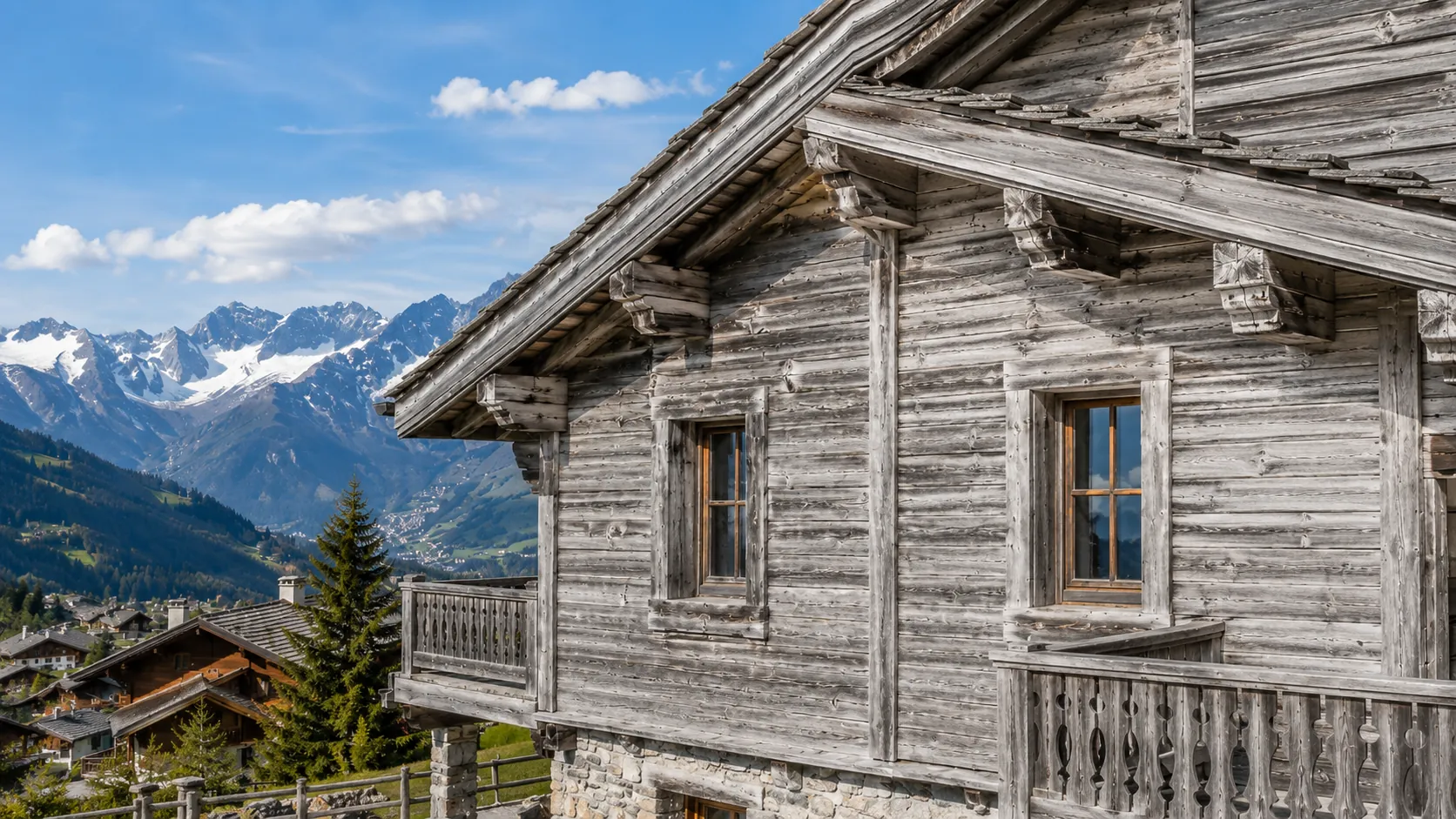 Chalet en bois avant lasure extérieure